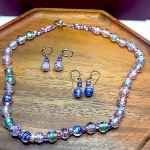 Retro multi colored clear bead jewelry set